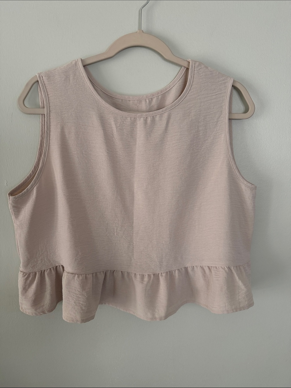 Sleeveless Ruffle Hem Tank Top - Light Blush